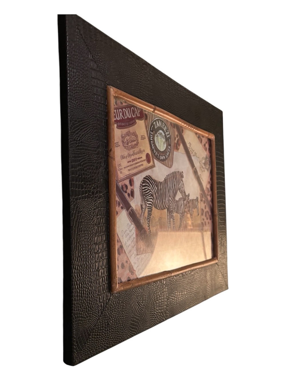 ✨ Rare VTG George Snyder’s Travels I & II African Safari Art Set Embossed Frames - Picture 4 of 4